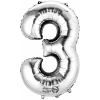 Silver Number " 3 " Foil Balloon 34''