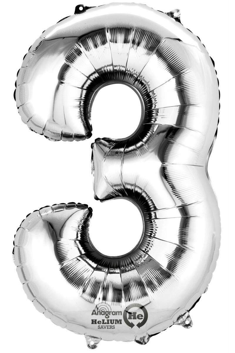Silver Number " 3 " Foil Balloon 34''