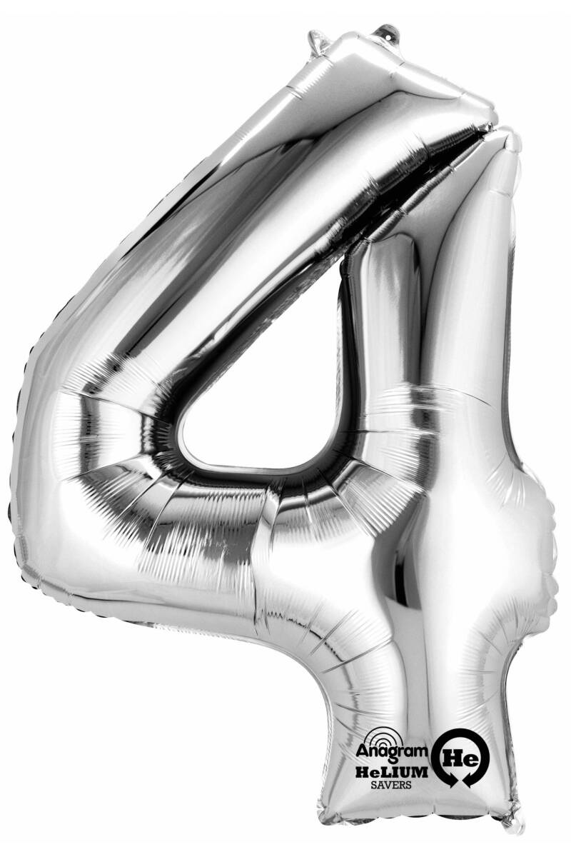 Silver Number " 4 " Foil Balloon 34''