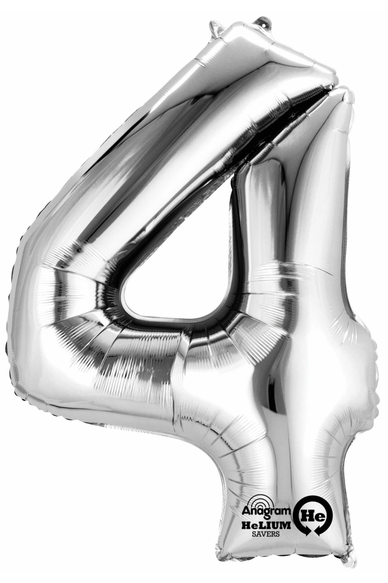 Silver Number " 4 " Foil Balloon 34''