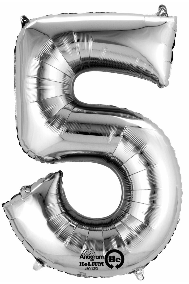 Silver Number " 5 " Foil Balloon 34''