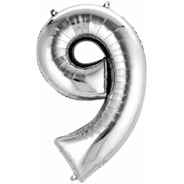 Silver Number " 9 " Foil Balloon 34''