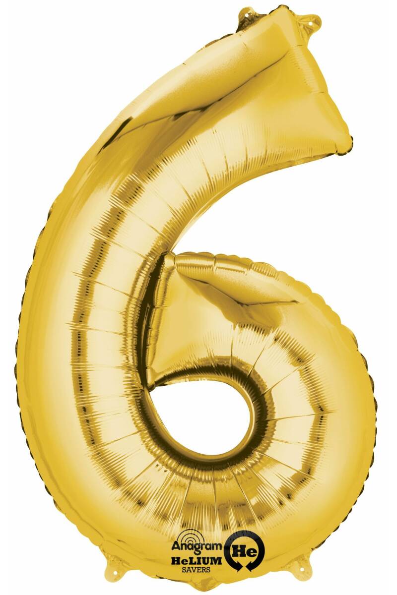 Gold Number " 6 " Foil Balloon 34''