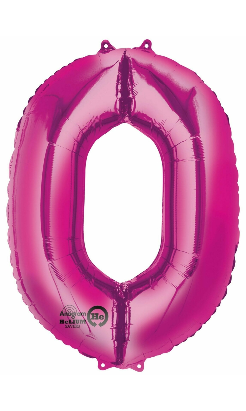 Pink Number " 0 " Foil Balloon 34''