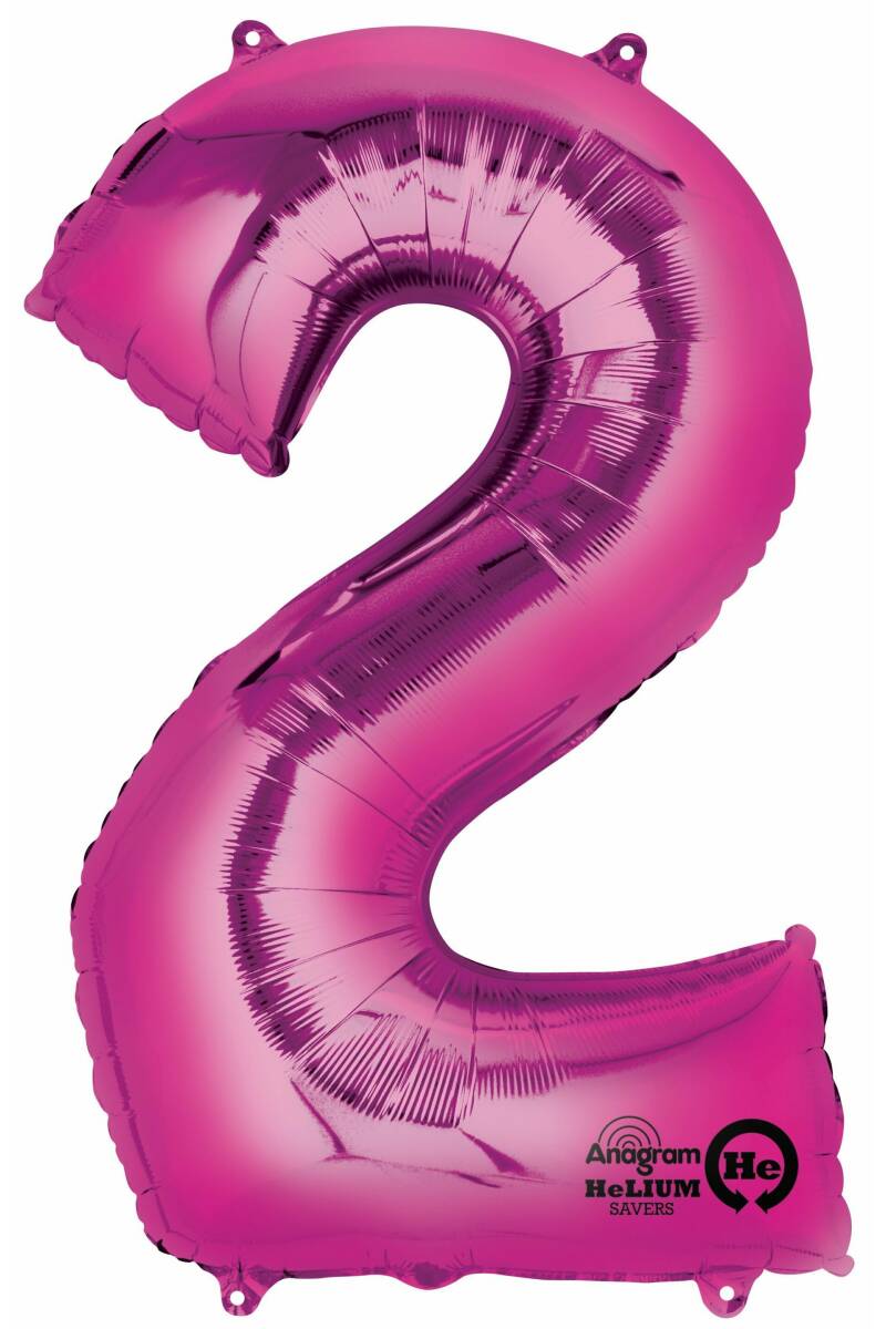 Pink Number " 2 " Foil Balloon 34''