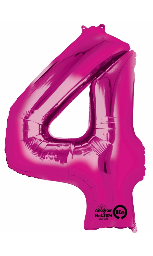 Pink Number " 4 " Foil Balloon 34 inch