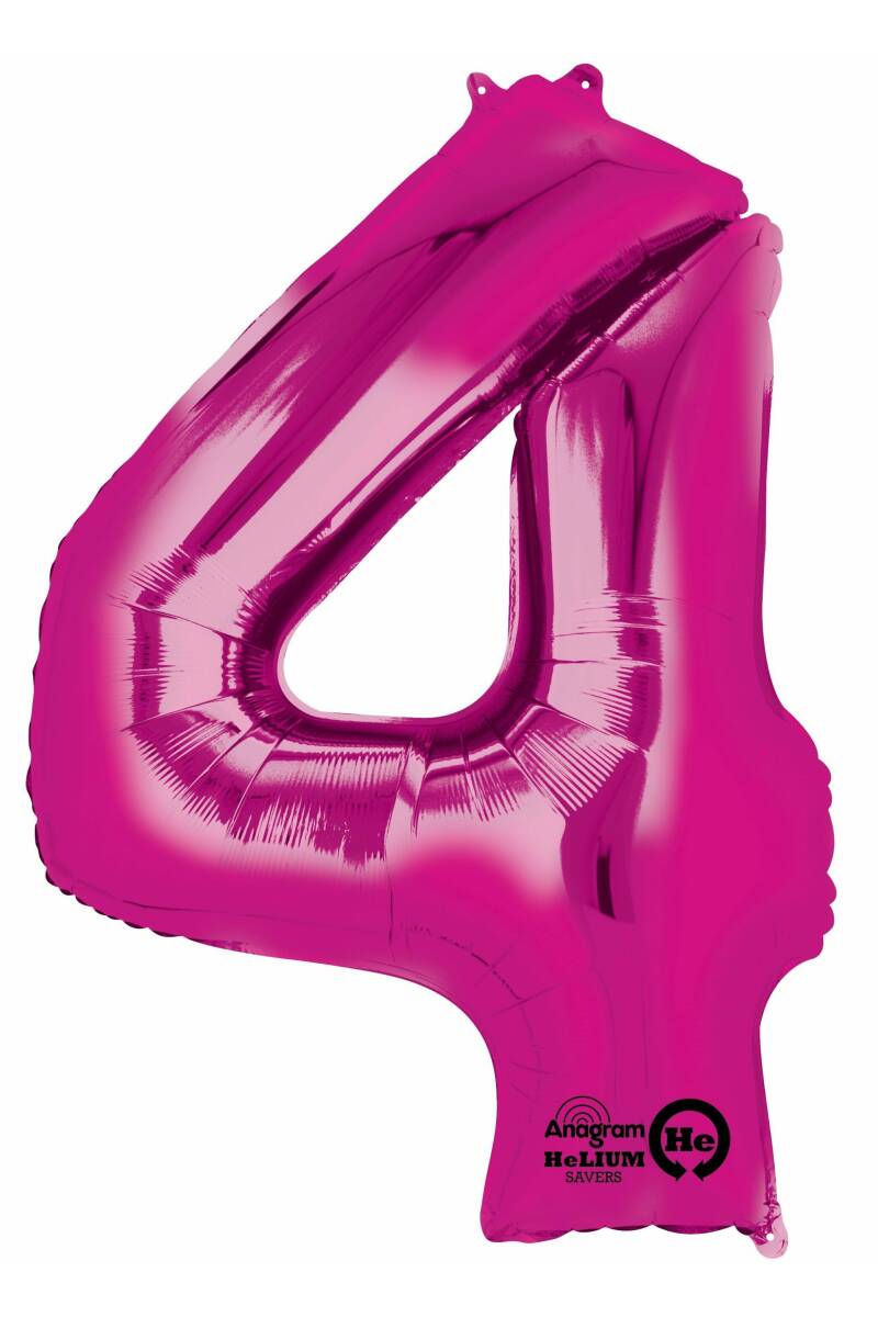 Pink Number " 4 " Foil Balloon 34 inch