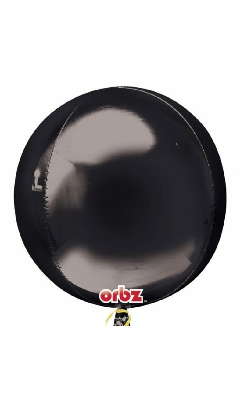Black Orbz Foil Balloons 15" x 16" (38cm x 40cm)