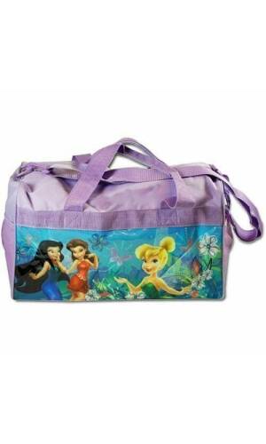 Tinkerbell & Fairies Purple Polyester Duffle Bag w/ Side Panels - 17" x 10"