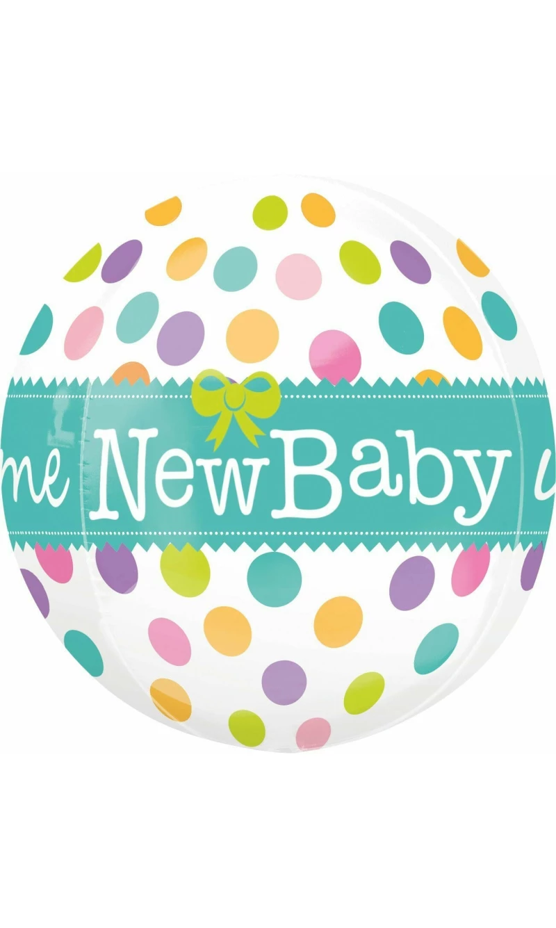 Welcome New Baby Orbz Round Foil Balloon 17" x 18 " (43cm x 45cm)