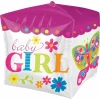 Pink Baby Girl Cubez Foil Balloon 15" x 16" (38cm x 40cm)