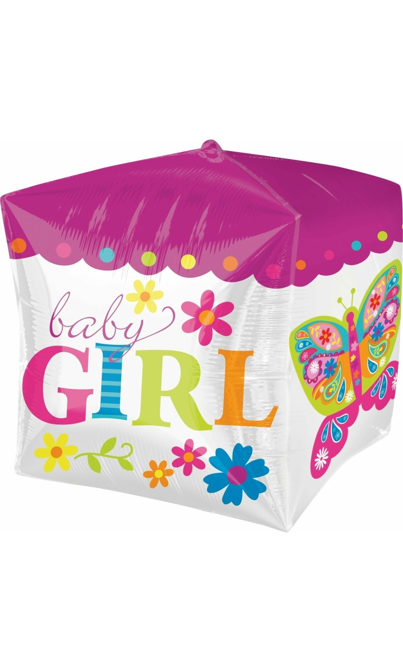 Pink Baby Girl Cubez Foil Balloon 15" x 16" (38cm x 40cm)
