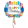 Stripe & Chevron Happy Birthday Supe Shape Foil Balloon 25" x 22" (63cm x 55cm)
