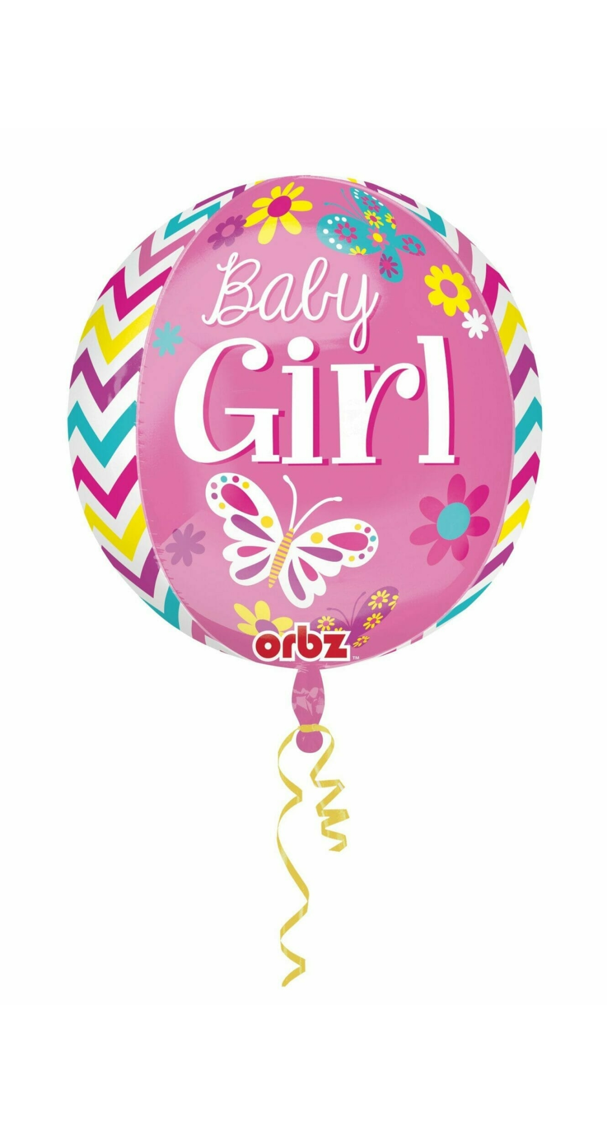 Beautiful Baby Girl Orbz Round Foil Balloon 15" x 16 " (38cm x 40cm)