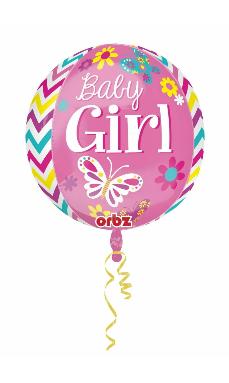 Beautiful Baby Girl Orbz Round Foil Balloon 15" x 16 " (38cm x 40cm)