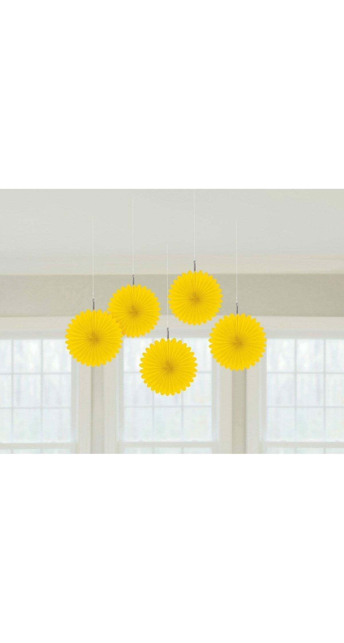 Yellow Paper Mini Fan Decorations 15.2cm - 5pk