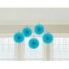 Turquoise Paper Mini Fan Decorations 15cm - 5pk