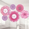 It's A Girl Baby Shower With Love Decoration Fans 40cm - 6pk