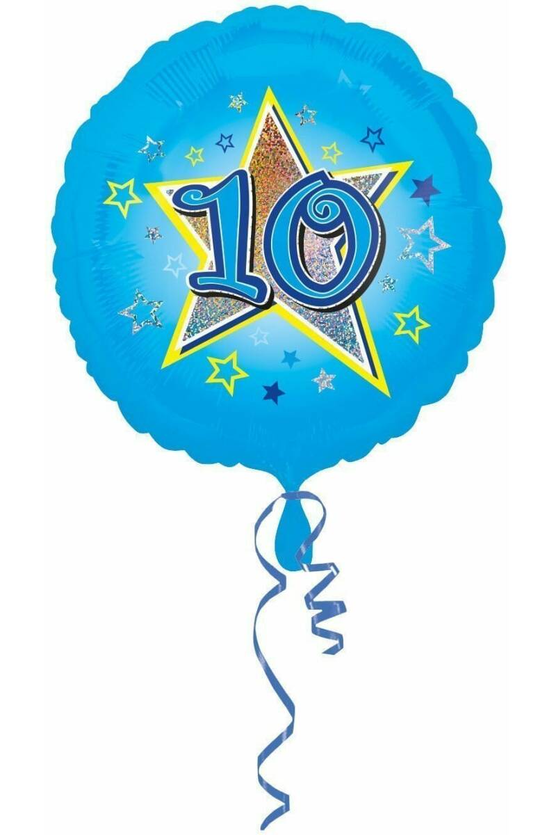 Blue Stars No. 10 Holographic (18'' Foil Balloon)