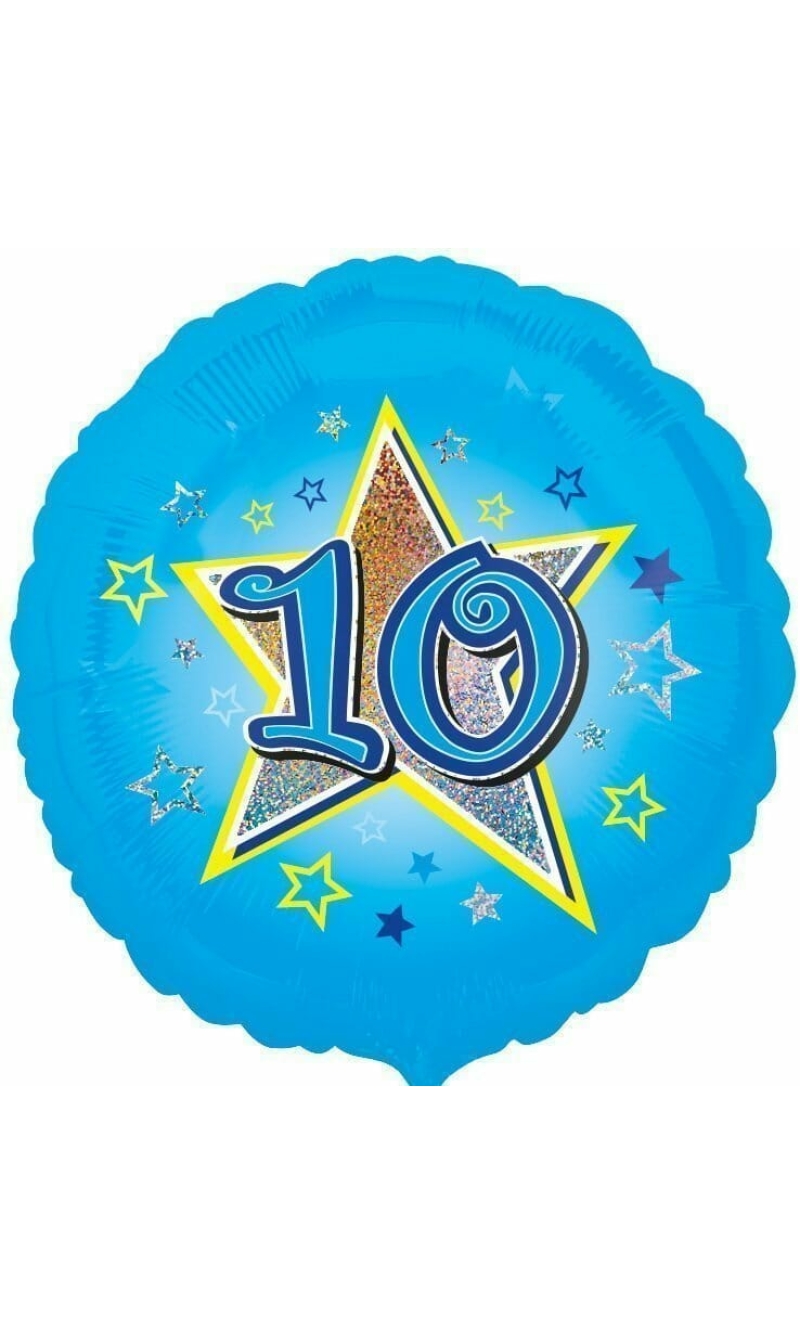 Blue Stars No. 10 Holographic (18'' Foil Balloon)