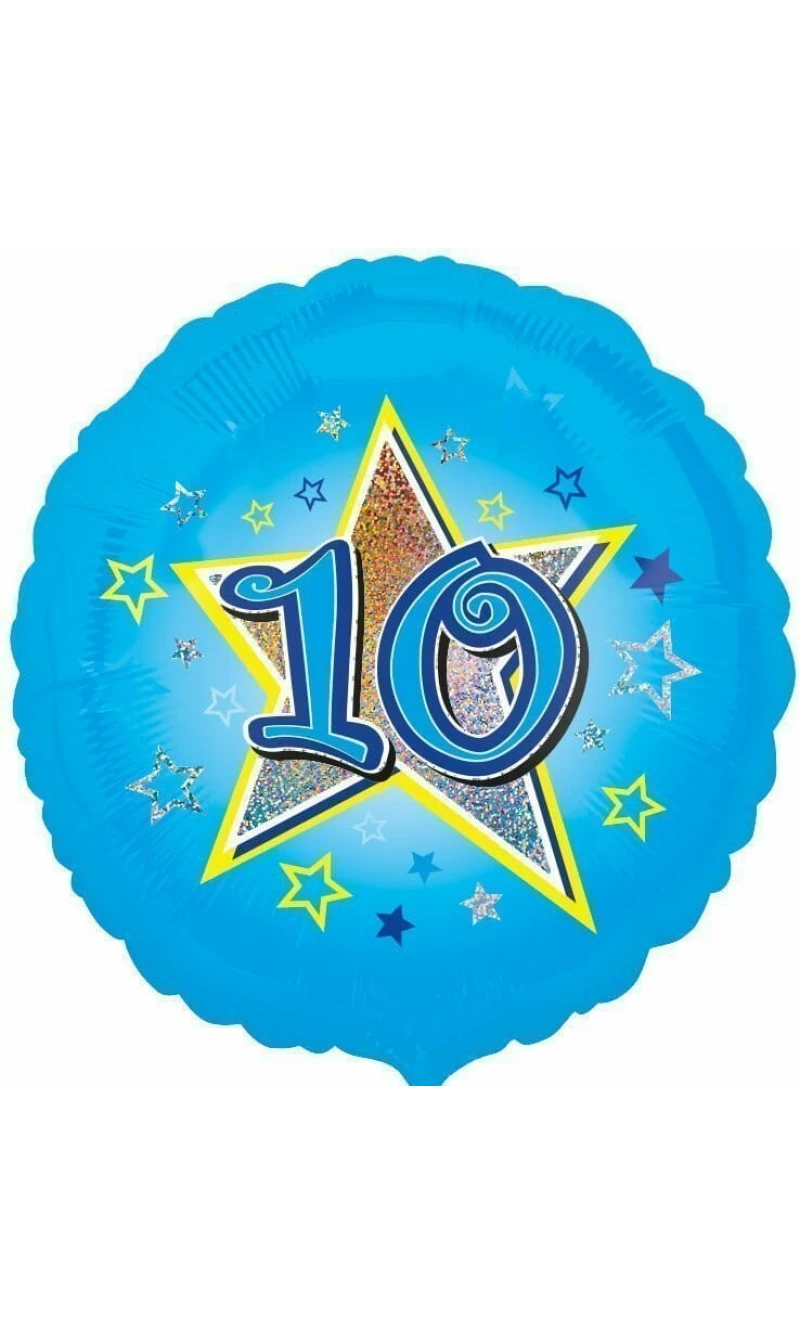 Blue Stars No. 10 Holographic (18'' Foil Balloon)