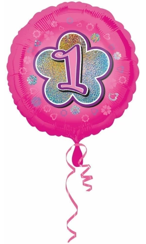Pink Flowers No. 1 Holographic (18'' Foil Balloon)
