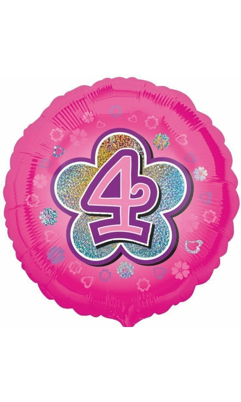 Pink Flowers No. 4 Holographic (18'' Foil Balloon)