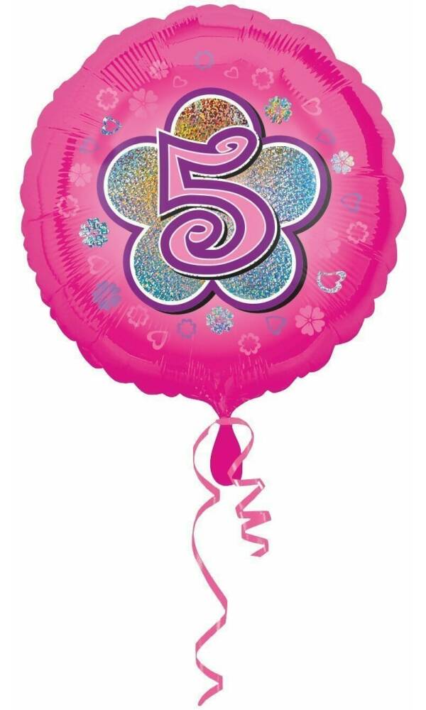 Pink Flowers No. 5 Holographic (18'' Foil Balloon)