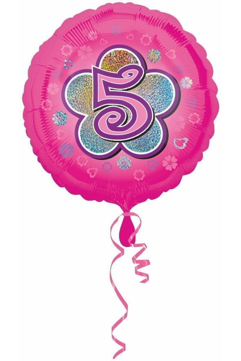 Pink Flowers No. 5 Holographic (18'' Foil Balloon)
