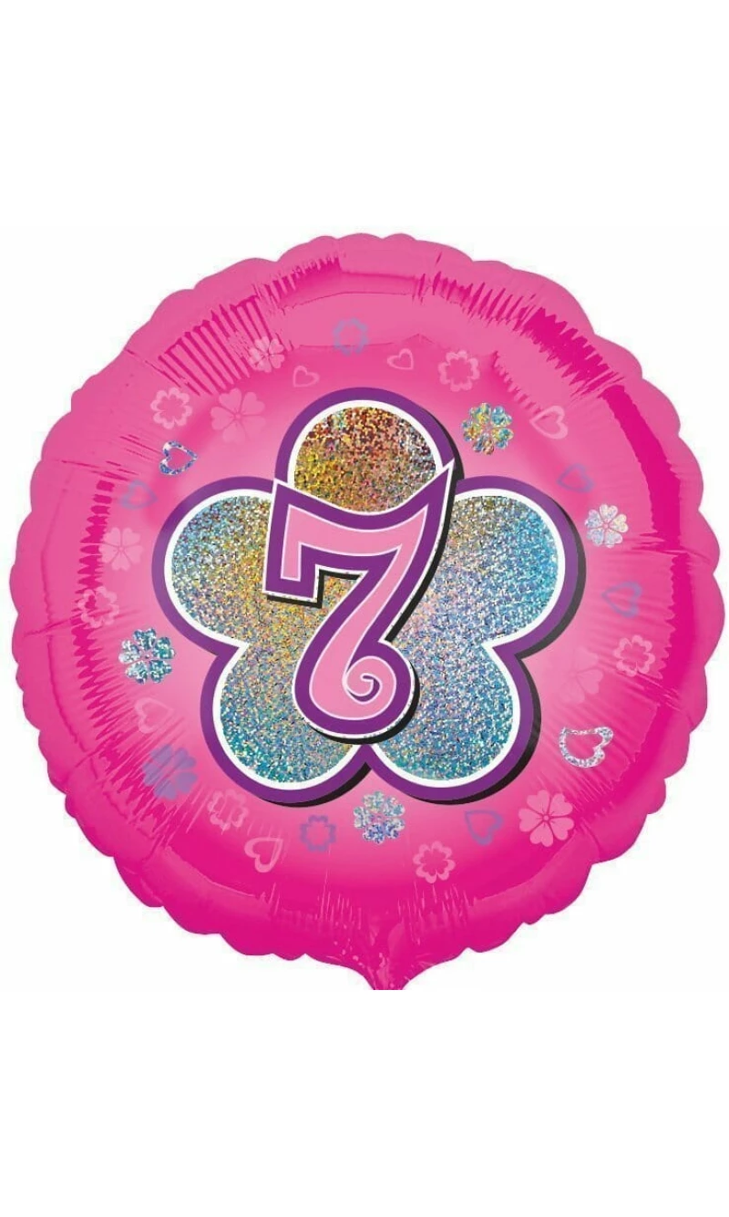 Pink Flowers No. 7 Holographic (18'' Foil Balloon)