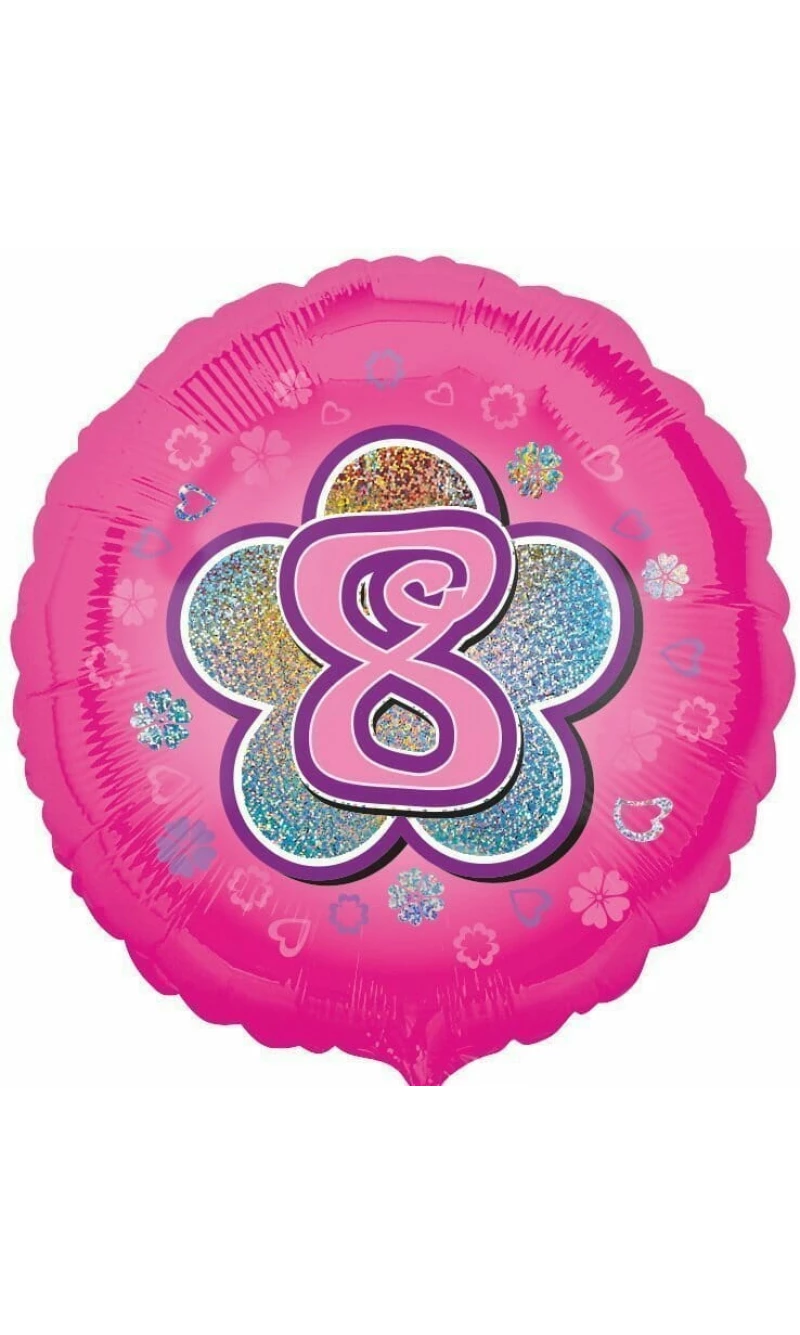 Pink Flowers No. 8 Holographic (18'' Foil Balloon)