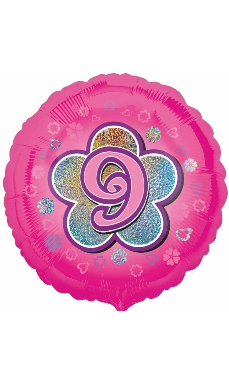 Pink Flowers No. 9 Holographic (18'' Foil Balloon)