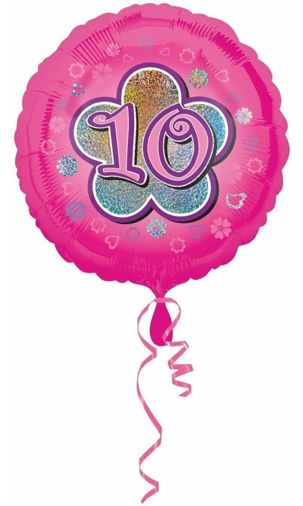 Pink Flowers No. 10 Holographic (18'' Foil Balloon)