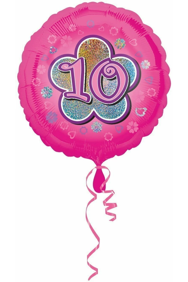 Pink Flowers No. 10 Holographic (18'' Foil Balloon)