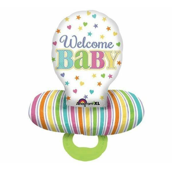 Welcome Baby Dummy Multi-Ballon Foil Balloon 22" x 29" (56cmx 74cm)