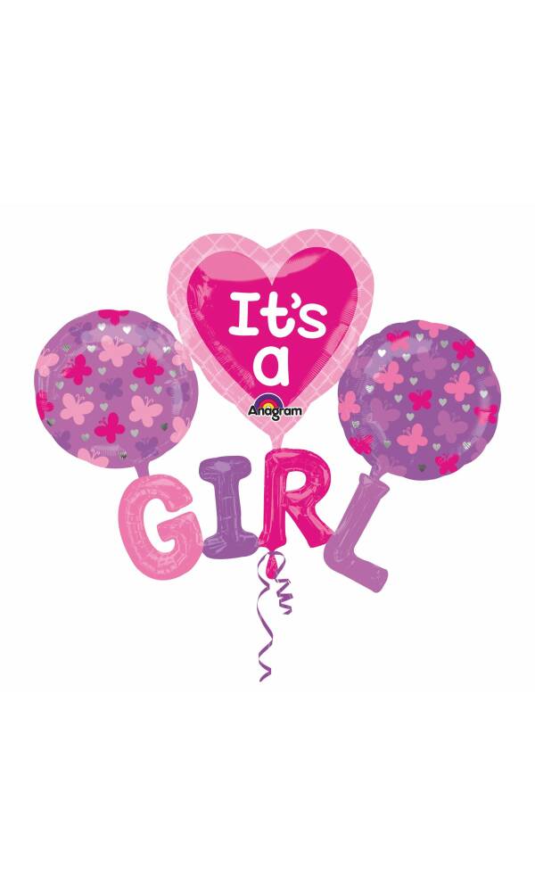 It's a Girl Jumbo Super Shape Foil Balloon 40" x 51" (101cm x 129cm)