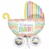 Welcome Baby Carriage Super Shape Foil Balloon 28" x 31" (71cm x 78cm)