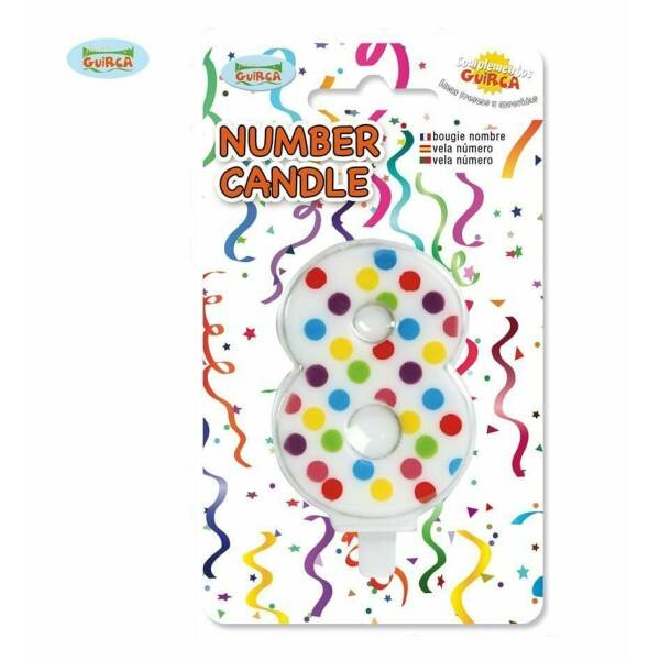 Confetti Candle No. 8 (6.5cm) - 1pk