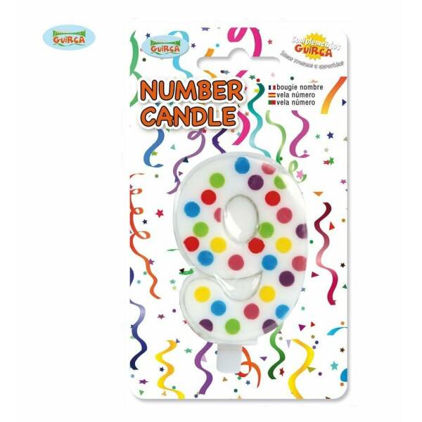 Confetti Candle No. 9 (6.5cm) - 1pk