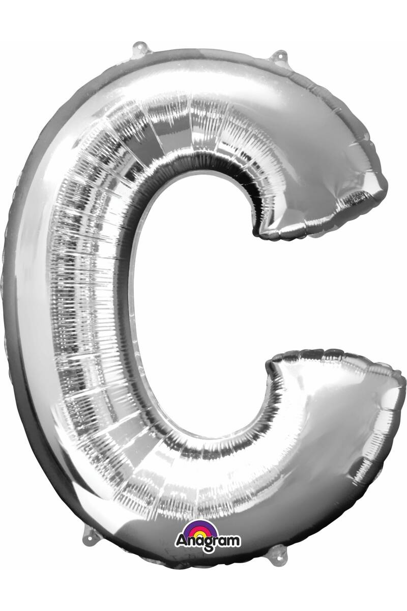 Silver Letter " C " Foil Balloon 34''
