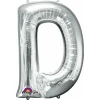 Silver Letter " D " Foil Balloon 34''
