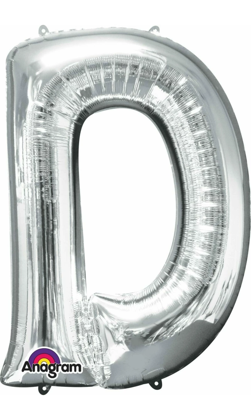 Silver Letter " D " Foil Balloon 34''