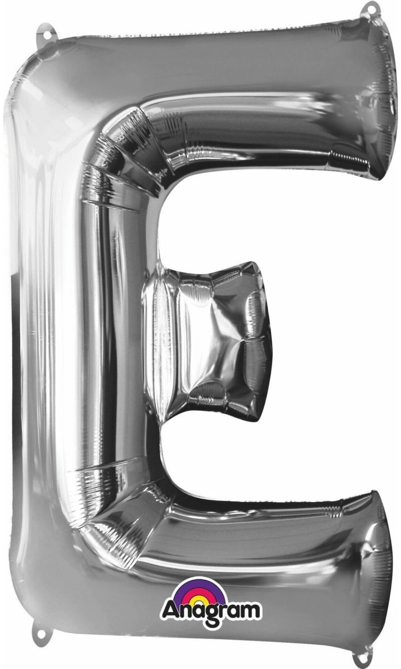 Silver Letter " E " Foil Balloon 34''