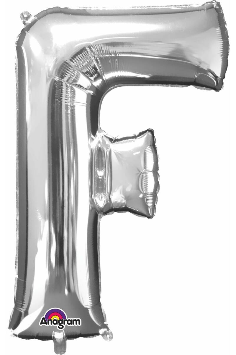 Silver Letter " F " Foil Balloon 34''