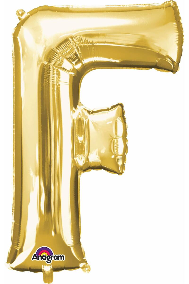 Gold Letter " F " Foil Balloon 34''