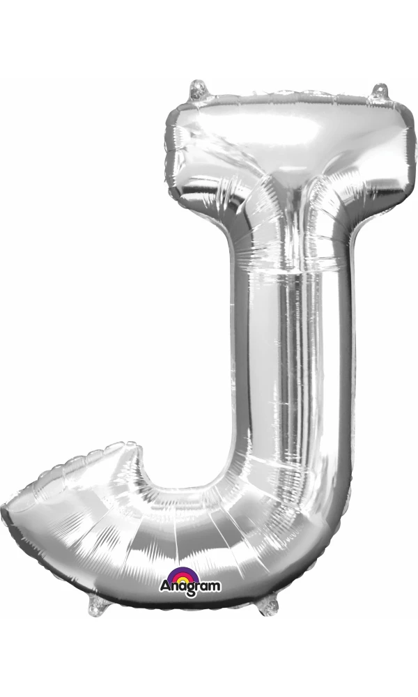Silver Letter " J " Foil Balloon 16''