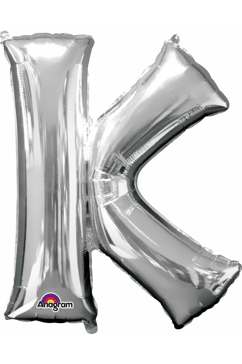 Silver Letter " K " Foil Balloon 34''
