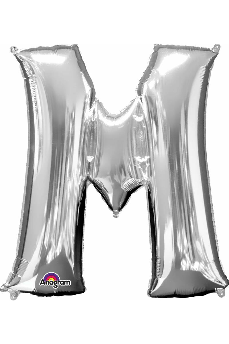 Silver Letter " M " Foil Balloon 34''