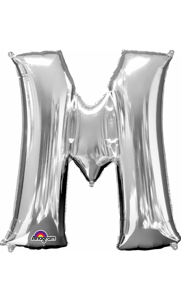Silver Letter " M " Foil Balloon 16''
