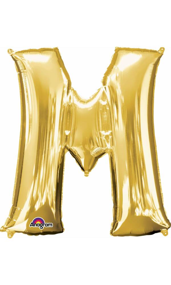 Gold Letter " M " Foil Balloon 34''